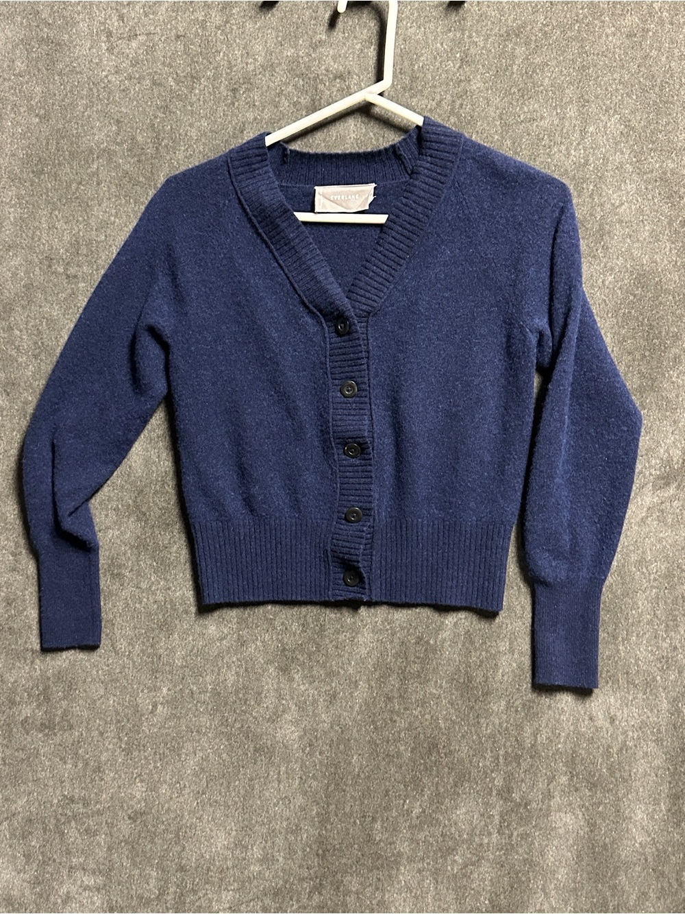 Everlane Cashmere Wool Cropped Cardigan Navy Blue Button Front XS